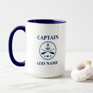 Caneca Âncora e Oars com Capitão ou Nome de Barco Grand
