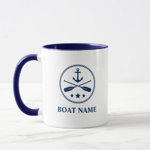 Caneca Âncora e Oars náuticos Adicionar barco ou nome