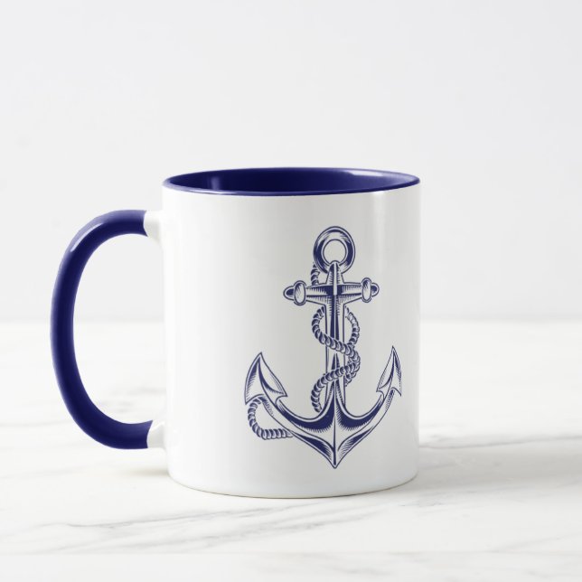 Caneca Âncora náutica e azul-corda (Esquerda)