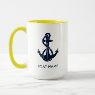 Caneca Âncora Náutica Personalizada Nome do Barco