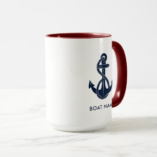 Caneca Âncora Náutica Personalizada Nome do Barco