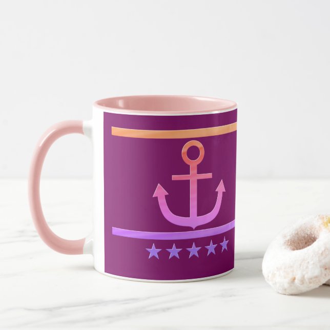 Caneca Âncora ouro, símbolos do amor. (Com Donut)