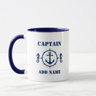 Caneca Ancorar marinho Capitão Adicionar Nome ou Nome do