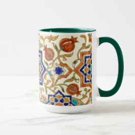 Caneca Andalusian Pomegranate & Blue Star Geometric Tile 