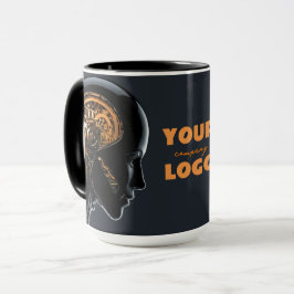 Caneca Android de IA Futurista e Esbelto Cérebro Mecânico