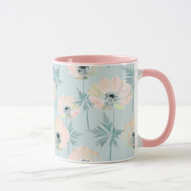 Caneca Anêmonas rosa delicadas . (Direita)
