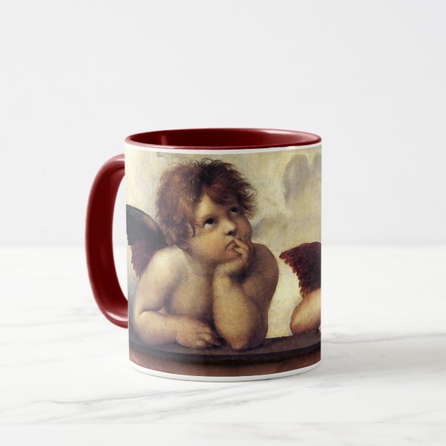Caneca ANGELS/Cherubs alados, Nuvens Raffaello Sanzio (Frente Esquerda)