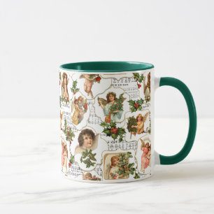 Caneca Ângulos de Vintage, Holly e Colagem de Música