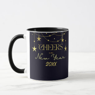Caneca Anima-se com as estrelas de mensagem de Ano Novo