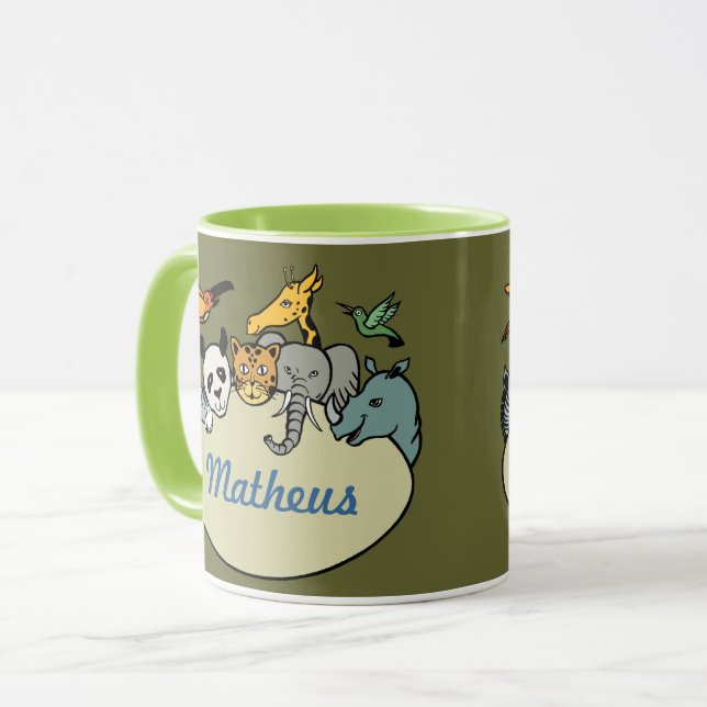Caneca Animais da família de jardins zoológicos personali (Frente Esquerda)