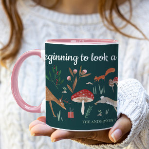 Caneca Animais da Floresta Natalinos Lindos e Verdes 