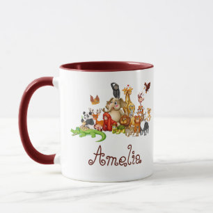 Caneca Animais das Crianças Personalizadas Mug