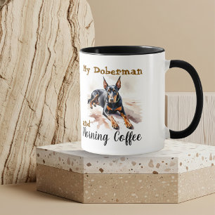 Caneca Animais de Estimação Aquarela Pretos/Cachorro Dobe