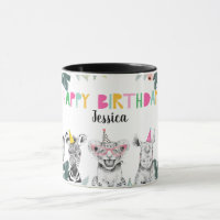 Animais de festa Safari Aniversário Rapariga Rosa 