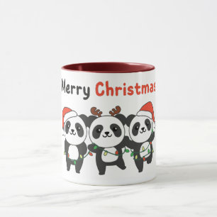 Caneca Animais de Natal Panda Pandas Feliz Natal