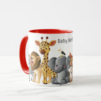 Caneca Animais de Safari Fofos Personalizados Nome das Cr