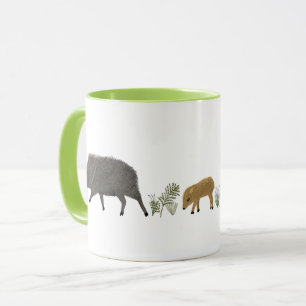 Caneca Animais do Deserto do Retrato da Família Javelina