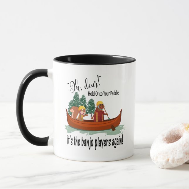 Caneca Animais engraçados em uma canoa, café dos (Com Donut)
