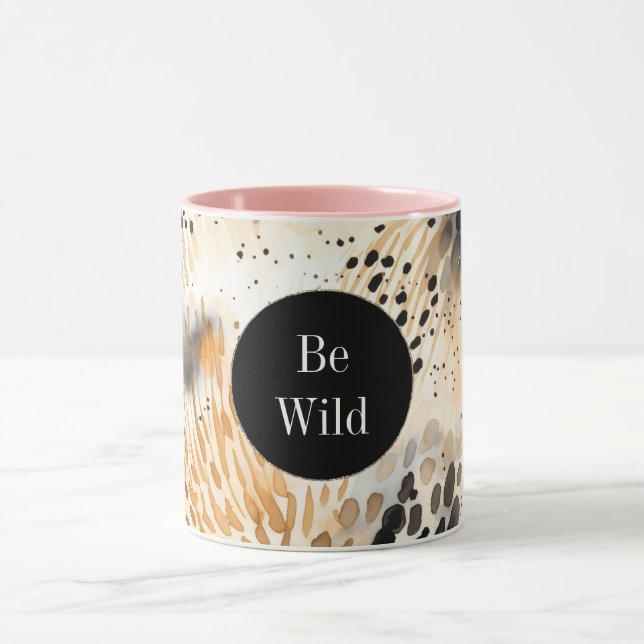 Caneca Animais-Leopardo-do-Creme Negro Selvagem (Centro)