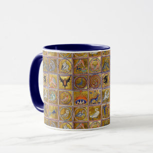 CANECA ANIMAIS MÉDIOS BESTIÁRIOS, FANTÁSTICOS, AZUL VERME