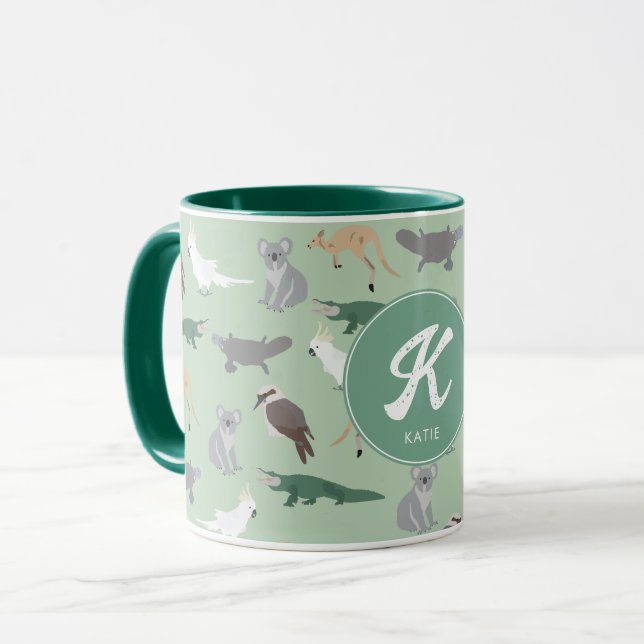Caneca Animais Nativos Australianos Eucalyptus Verde Inic (Frente Esquerda)