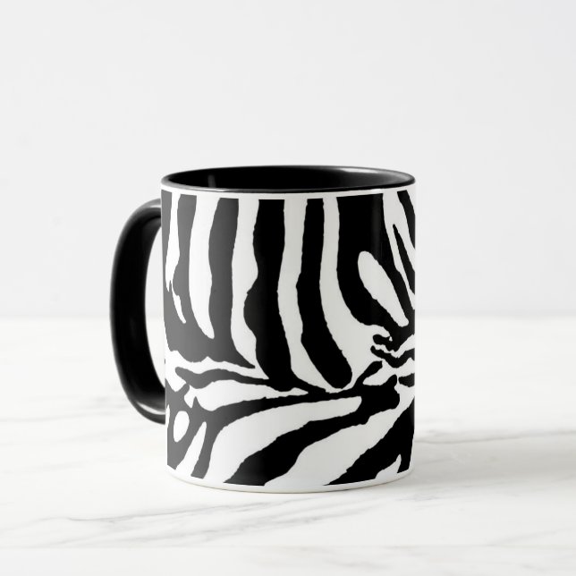 Caneca Animais selvagens de safari pretos de zebra branca (Frente Esquerda)