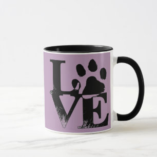 Caneca animal do impressão da pata do amor