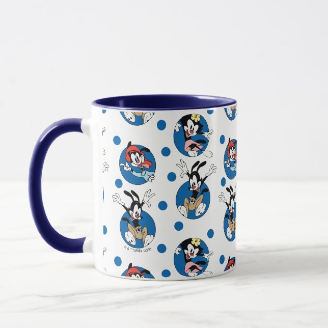 Caneca Animaniacs | Padrão de círculo Yakko, Wakko e Dot (Esquerda)