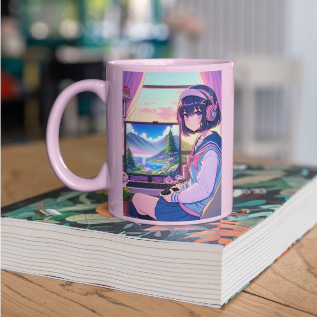 Caneca Anime Gaming Girl (Criador carregado)