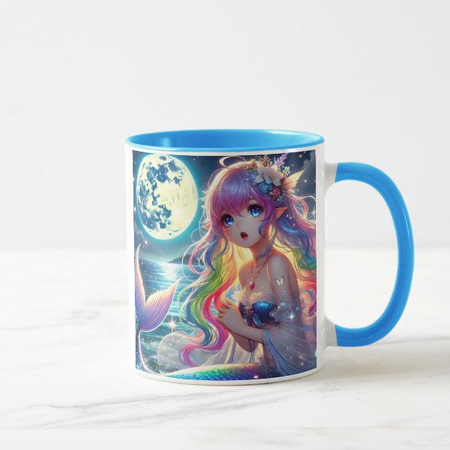 Caneca Anime Girl Singing Moonlight Pixie Rainbow Mermaid (Direita)
