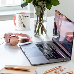 Caneca Anime Girl Sitting with gwt & Music Notes - Também