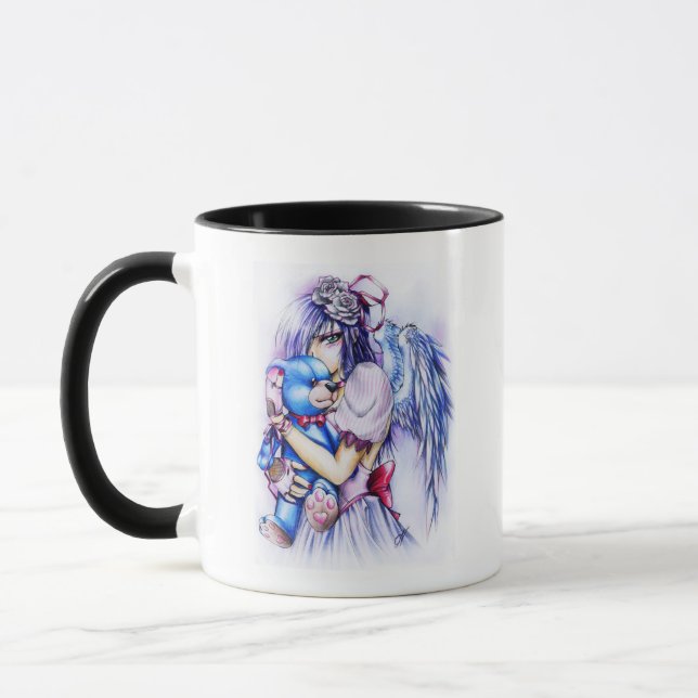 Caneca Anime Gothic Pink Angel Girl Com Ursinho (Esquerda)