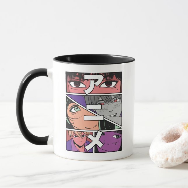 Caneca Anime Heroes e Japonês Kanji para Anime (Com Donut)