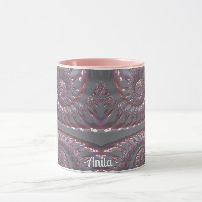 Caneca ANITA ~ Prata rosa 3D Zany GLOSSY ~ (Centro)
