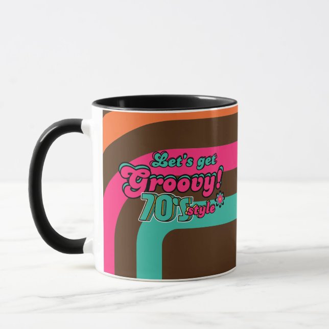Caneca Aniversário Custom 70's Disco Retro Boogie Groovy  (Esquerda)