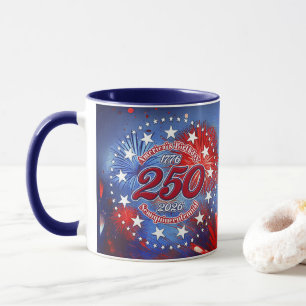 Caneca Aniversário da América Semiquin Gráfico de Fogos d