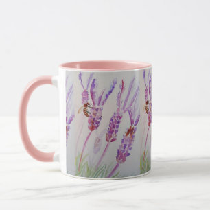Caneca Aniversário da Flor de lavanda e da Abelha