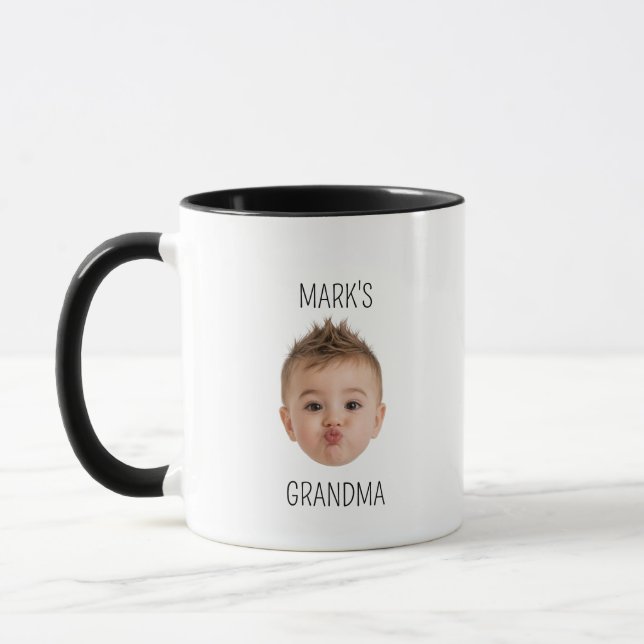 Caneca Aniversário da Vovó, Presente do Papai com Rosto d (Esquerda)