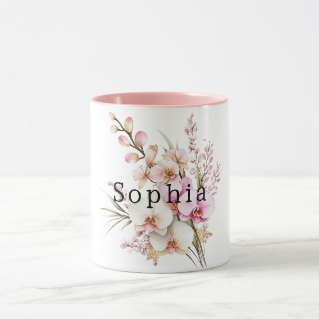 Caneca Aniversário das Flores de Orquídea Branca Tropicai (Centro)