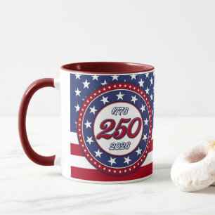 Caneca Aniversário de 250 anos da América com a bandeira