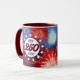 Caneca Aniversário de 250 anos da América em Fogos de Art