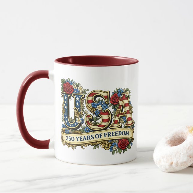 Caneca Aniversário de 250 anos dos EUA (Com Donut)