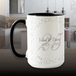 Caneca Aniversário de 25 anos de Casamento Prata Stardust