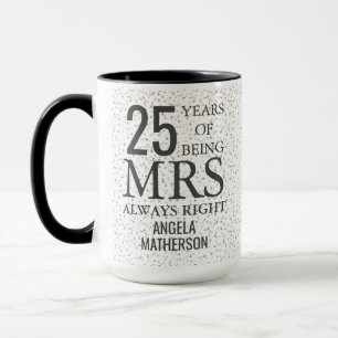 Caneca Aniversário de 25 Silver da Sra. Sempre Direita