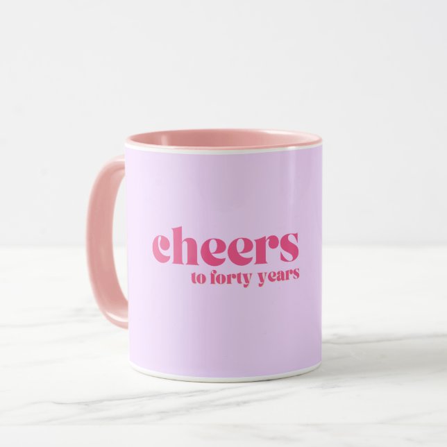 Caneca aniversário de 40 anos, "aplaude 40 anos" roxo (Frente Esquerda)
