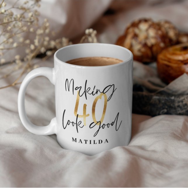 Caneca Aniversário de 40 anos de tipografia moderna a pre (Criador carregado)