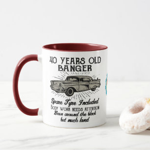 Caneca Aniversário de 40 anos engraçado - Novo carro Ba