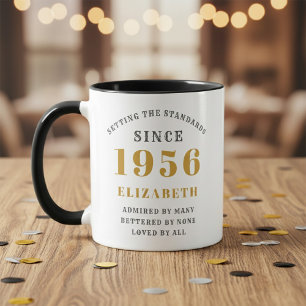 Caneca Aniversário de 70 anos 1956 Adicionar Nome Elegant