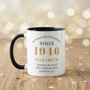 Caneca Aniversário de 80 anos 1946 Adicionar Nome Elegant