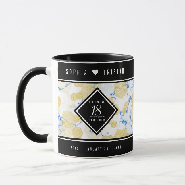 Caneca Aniversário de Casamento de Porcelana 18 (Esquerda)